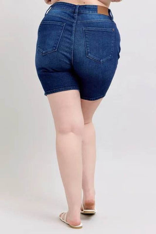 Judy Blue Full Size High Waist V - Front Bermuda Plus Size - Just Believe Boutique