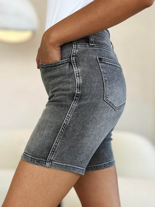 Judy Blue Full Size High Waist Washed Denim Shorts - Just Believe Boutique