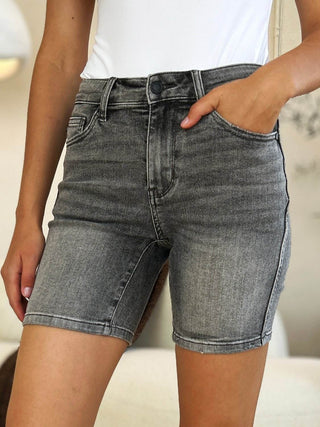 Judy Blue Full Size High Waist Washed Denim Shorts - Just Believe Boutique