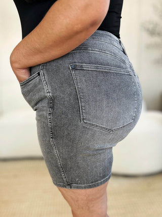 Judy Blue Full Size High Waist Washed Denim Shorts - Just Believe Boutique