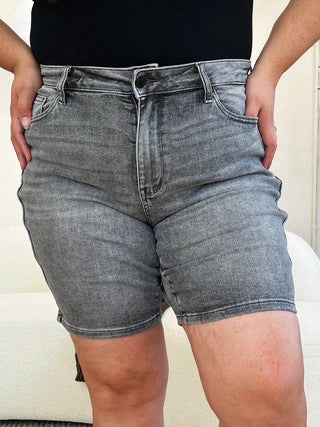 Judy Blue Full Size High Waist Washed Denim Shorts - Just Believe Boutique
