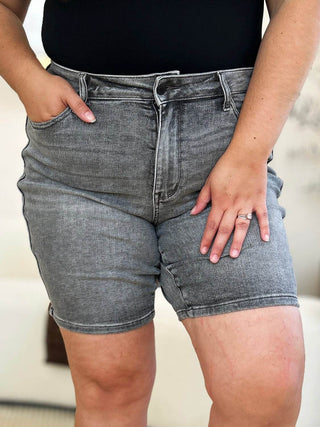 Judy Blue Full Size High Waist Washed Denim Shorts - Just Believe Boutique