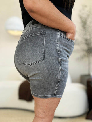 Judy Blue Full Size High Waist Washed Denim Shorts - Just Believe Boutique