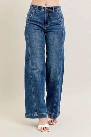 Judy Blue Full Size High Waist Wide Leg Jeans Plus Size - Just Believe Boutique