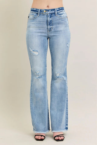 Judy Blue Full Size Hw Flare Jeans W/ Shield Pockets Plus Size - Just Believe Boutique