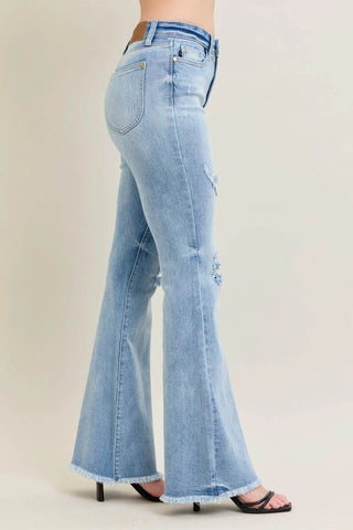 Judy Blue Full Size Hw Flare Jeans W/ Shield Pockets Plus Size - Just Believe Boutique