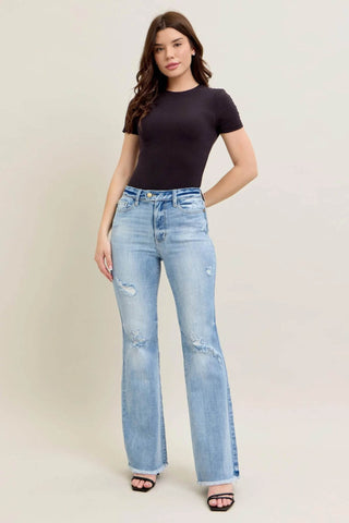 Judy Blue Full Size Hw Flare Jeans W/ Shield Pockets Plus Size - Just Believe Boutique