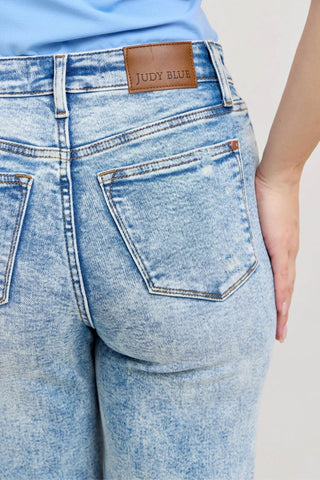 Judy Blue Full Size Hw Mineral Wash Destroy 90's Straight Jeans Plus Size - Just Believe Boutique