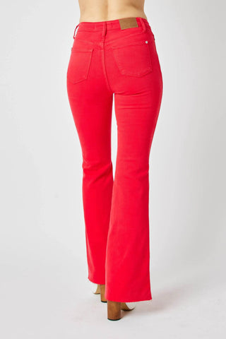 Judy Blue Full Size Hw Tummy Control Garment Dyed Flare Jeans Plus Size - Just Believe Boutique