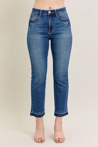 Judy Blue Full Size Hw Vintage Wash Release Hem Kick Flare Jeans Plus Size - Just Believe Boutique