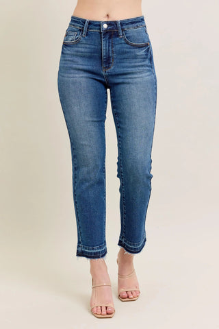 Judy Blue Full Size Hw Vintage Wash Release Hem Kick Flare Jeans Plus Size - Just Believe Boutique