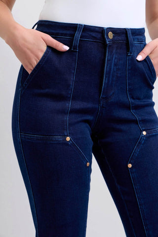 Judy Blue Full Size Hw Work Wear Knee Patch Straight Jeans Plus Size - Just Believe Boutique