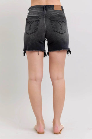 Judy Blue Full Size Long Cut Off 2 Button Dad Denim Shorts Plus Size - Just Believe Boutique