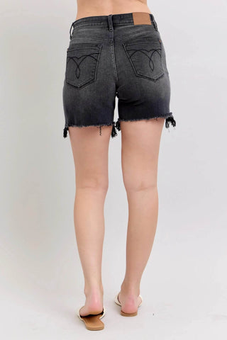 Judy Blue Full Size Long Cut Off 2 Button Dad Denim Shorts Plus Size - Just Believe Boutique