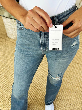 Judy Blue Full Size Mid Rise Destroyed Hem Distressed Jeans - Just Believe Boutique