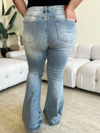 Judy Blue Full Size Mid Rise Flare Jeans - Just Believe Boutique