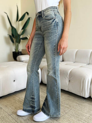 Judy Blue Full Size Mid Rise Flare Jeans - Just Believe Boutique