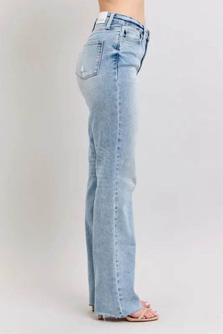 Judy Blue Full Size Mid Rise Light Wash Dad Jeans Plus Size - Just Believe Boutique