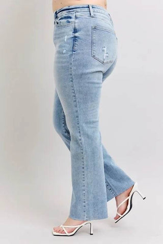 Judy Blue Full Size Mid Rise Light Wash Dad Jeans Plus Size - Just Believe Boutique
