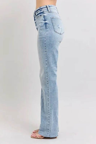 Judy Blue Full Size Mid Rise Light Wash Dad Jeans Plus Size - Just Believe Boutique