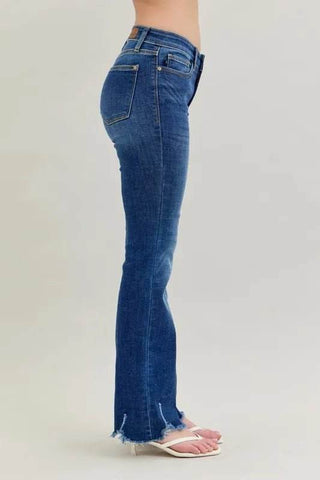 Judy Blue Full Size Mid - rise Non - distressed Hem Bootcut Jeans Plus Size - Just Believe Boutique
