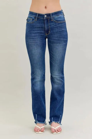 Judy Blue Full Size Mid - rise Non - distressed Hem Bootcut Jeans Plus Size - Just Believe Boutique