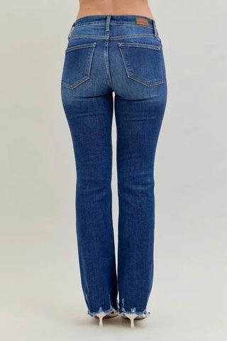 Judy Blue Full Size Mid - rise Non - distressed Hem Bootcut Jeans Plus Size - Just Believe Boutique