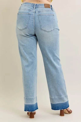Judy Blue Full Size Mr Release Hem Wide Leg Jeans Plus Size - Just Believe Boutique