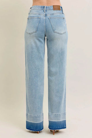 Judy Blue Full Size Mr Release Hem Wide Leg Jeans Plus Size - Just Believe Boutique