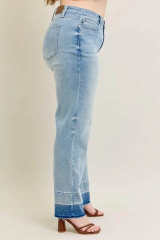 Judy Blue Full Size Mr Release Hem Wide Leg Jeans Plus Size - Just Believe Boutique