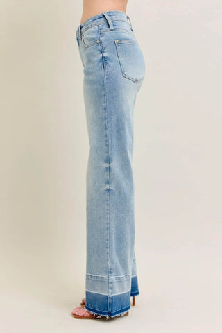 Judy Blue Full Size Mr Release Hem Wide Leg Jeans Plus Size - Just Believe Boutique