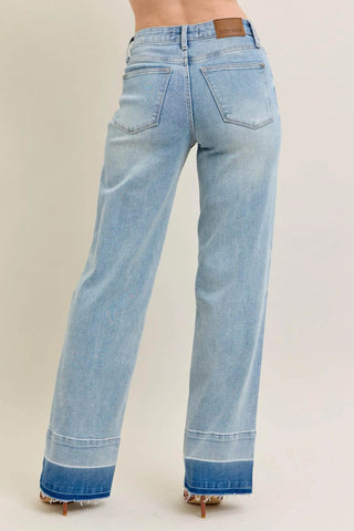 Judy Blue Full Size Mr Release Hem Wide Leg Jeans Plus Size - Just Believe Boutique