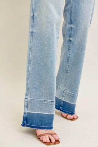 Judy Blue Full Size Mr Release Hem Wide Leg Jeans Plus Size - Just Believe Boutique
