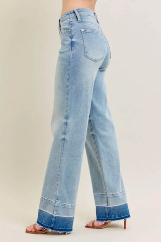 Judy Blue Full Size Mr Release Hem Wide Leg Jeans Plus Size - Just Believe Boutique