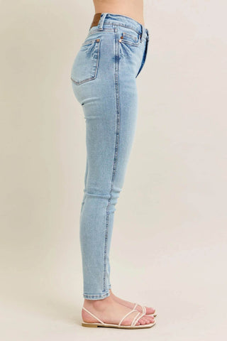 Judy Blue Full Size Mr Tummy Control Vintage Wash Skinny Jeans Plus Size - Just Believe Boutique
