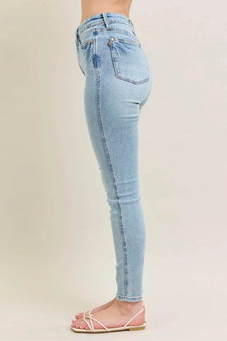 Judy Blue Full Size Mr Tummy Control Vintage Wash Skinny Jeans Plus Size - Just Believe Boutique