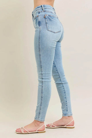 Judy Blue Full Size Mr Tummy Control Vintage Wash Skinny Jeans Plus Size - Just Believe Boutique