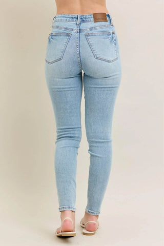 Judy Blue Full Size Mr Tummy Control Vintage Wash Skinny Jeans Plus Size - Just Believe Boutique
