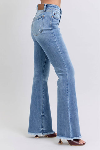 Judy Blue Full Size Raw Hem High Rise Bootcut Jeans - Just Believe Boutique