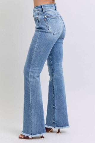 Judy Blue Full Size Raw Hem High Rise Bootcut Jeans - Just Believe Boutique
