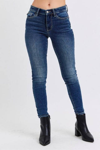 Judy Blue Full Size Run Mid - Rise Waist Skinny Jeans with Thermal Lining - Just Believe Boutique
