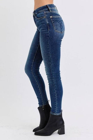 Judy Blue Full Size Run Mid-Rise Waist Skinny Jeans with Thermal Lining - Just Believe Boutique