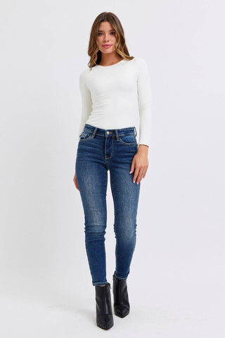 Judy Blue Full Size Run Mid-Rise Waist Skinny Jeans with Thermal Lining - Just Believe Boutique