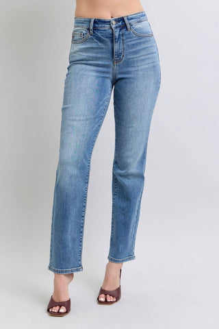 Judy Blue Full Size Run Vintage Wash Thermal Straight Jeans - Just Believe Boutique