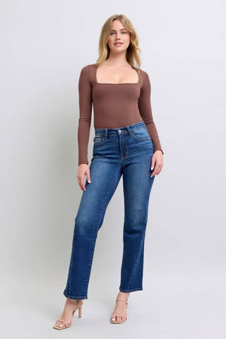 Judy Blue Full Size Side Seam Detail Straight Jeans with Pockets - Just Believe Boutique
