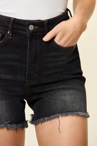 Judy Blue Full Size Tummy Control Fray Hem Shorts - Just Believe Boutique