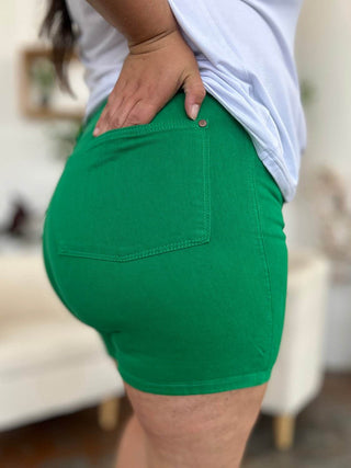 Judy Blue Full Size Tummy Control Garment Dyed Denim Shorts - Just Believe Boutique