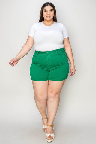 Judy Blue Full Size Tummy Control Garment Dyed Denim Shorts - Just Believe Boutique