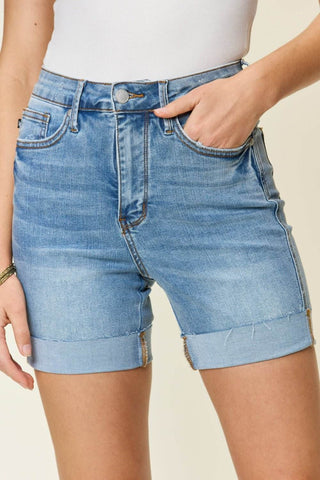 Judy Blue Full Size Tummy Control High Waist Denim Shorts - Just Believe Boutique