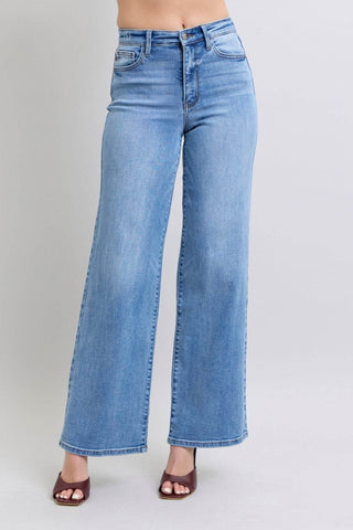 Judy Blue Full Size Wide Leg Jeans with Pockets - Just Believe Boutique